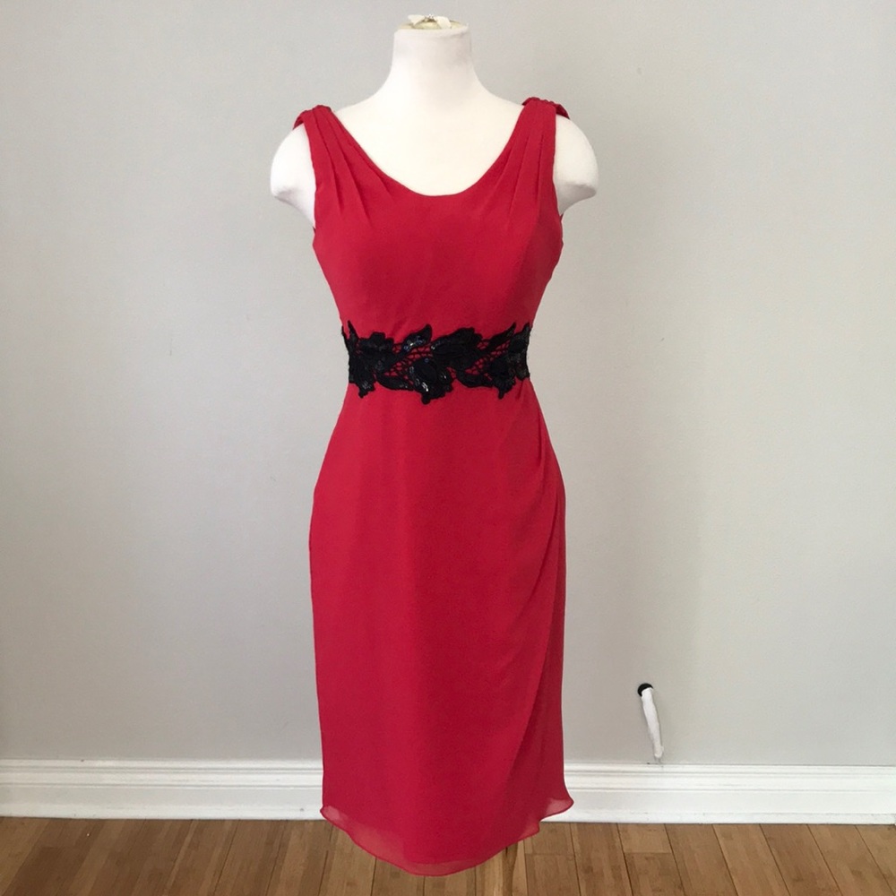 Val Stefani Red Knee Length Gown